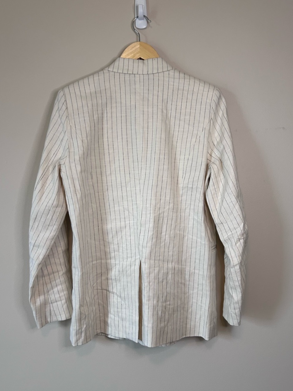 Rails Stanton Ivory Pinstripe Double Button Linen Cotton Blend Blazer Size Small - Picture 6 of 8